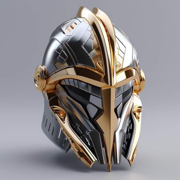 Photo futuristic armor white gold medieval helmet image ai generated art