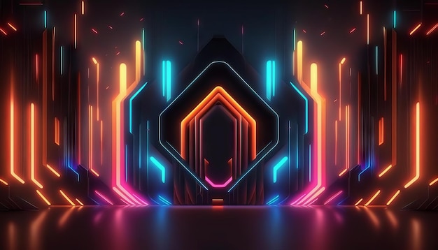 Futuristic background with colorful glowing abstract neon lights Generative ai