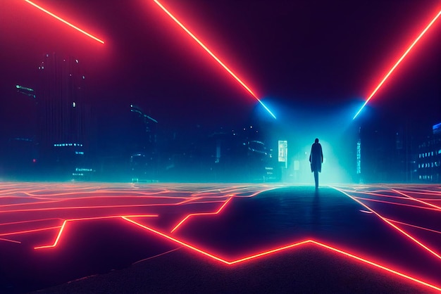 Futuristic background with neon lighting