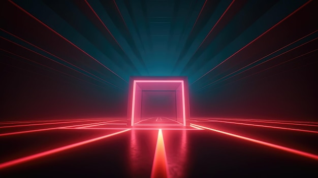 Futuristic background with neon shapes and lights