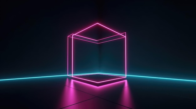 Futuristic background with neon shapes and lights