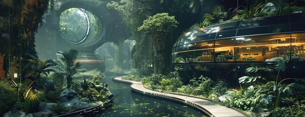 Futuristic BioEngineered Garden in Space Habitat Cybernetic System for Air and Water Recycling