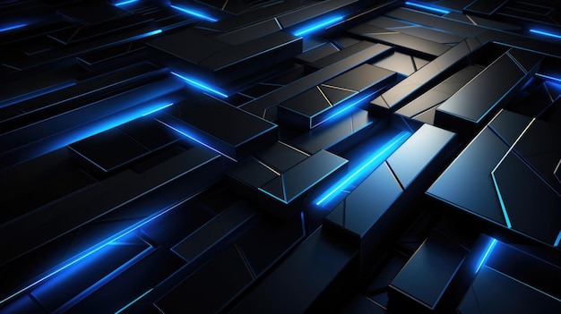 Futuristic Black and Blue Geometric Abstract Background