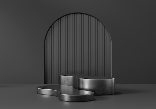 Futuristic black podium backdrop for product display 3d rendering without AI generated