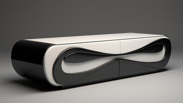 Futuristic Black And White Cabinet With Curved Outlines