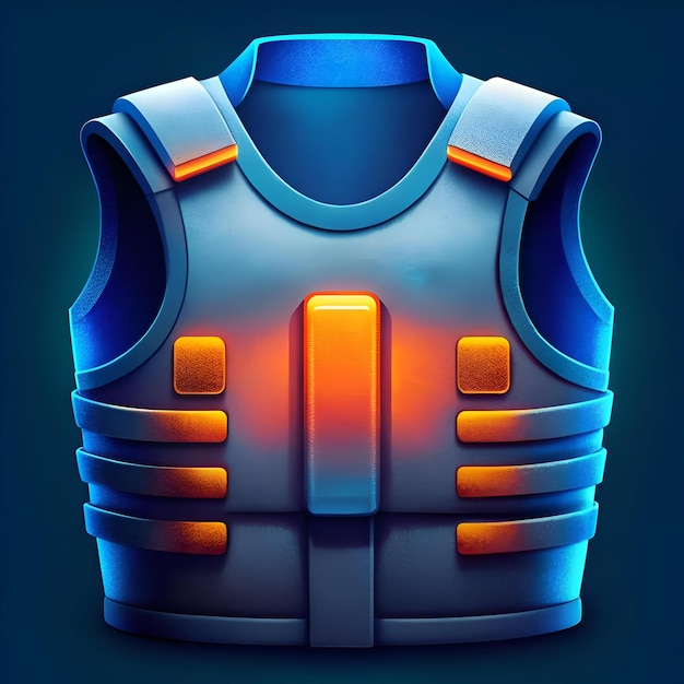 Futuristic blue and orange glowing body armor icon