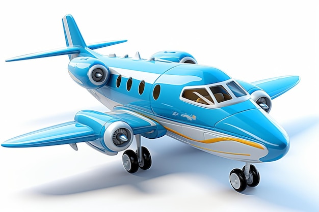 Futuristic blue toy airplane isolated on a white background Concept of kids friendly toys aviation playthings playful designs and bright colors