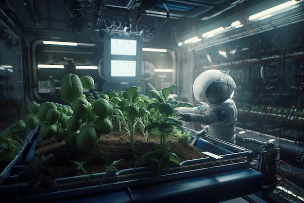 Futuristic Bot Exploring Agriculture In Other Planets and Advancing Space Exploration