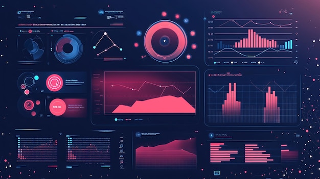 Photo futuristic brand awareness dashboard with interactive graphs and charts in modern ui