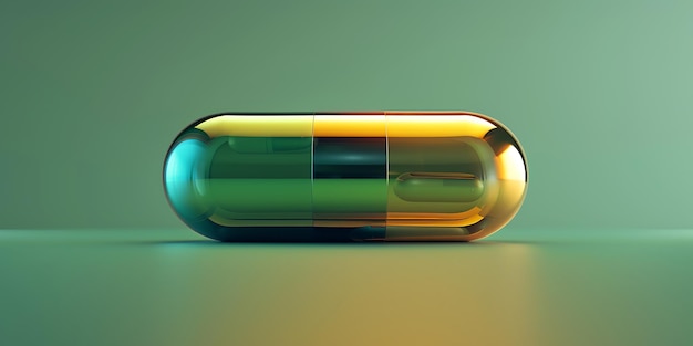 Futuristic capsule with a gradient on a green backdrop