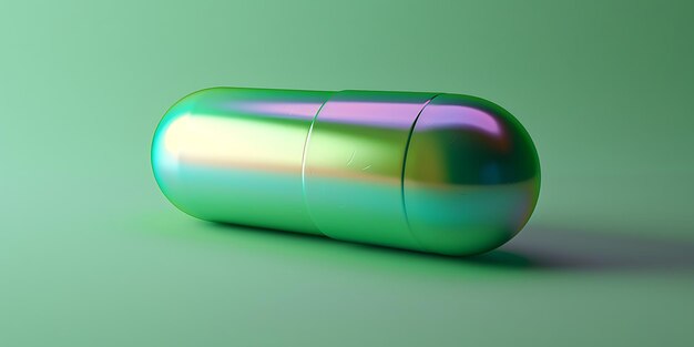 Photo futuristic capsule with a gradient on a green backdrop