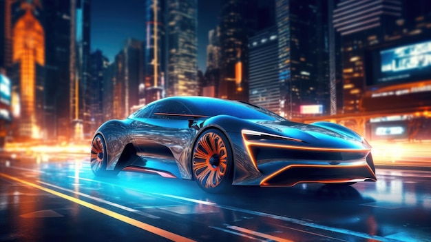 Futuristic car background Illustration AI GenerativexA