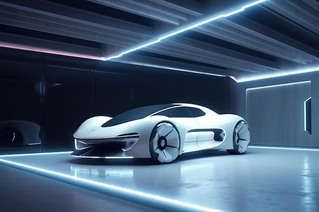 Futuristic car concept design by generative ai