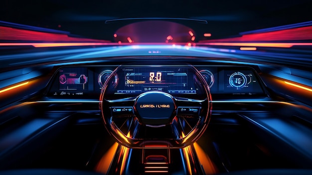 Futuristic Car Dashboard with Digital Display Interior Photo