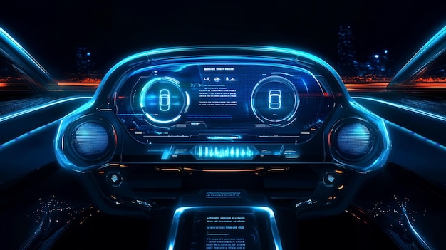 Futuristic Car Dashboard with Digital Display