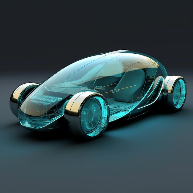 futuristic car warrior car hero from the future cute character eco car driving