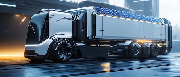 Photo futuristic cargo truck with modular container design