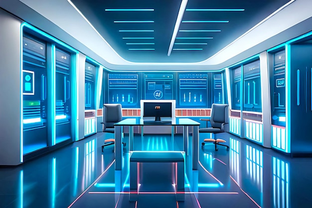 Futuristic cartoon indoor background image for a hightech laboratory