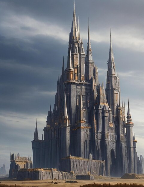 A futuristic castle looms over a