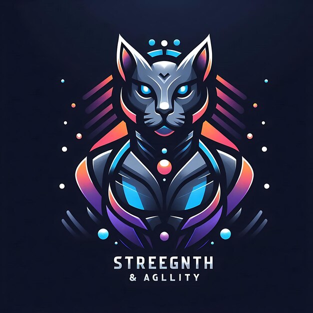 Photo futuristic cat logo gradient strength amp agility design