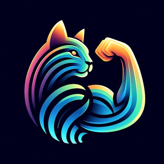 Photo futuristic cat logo gradient strength amp agility design