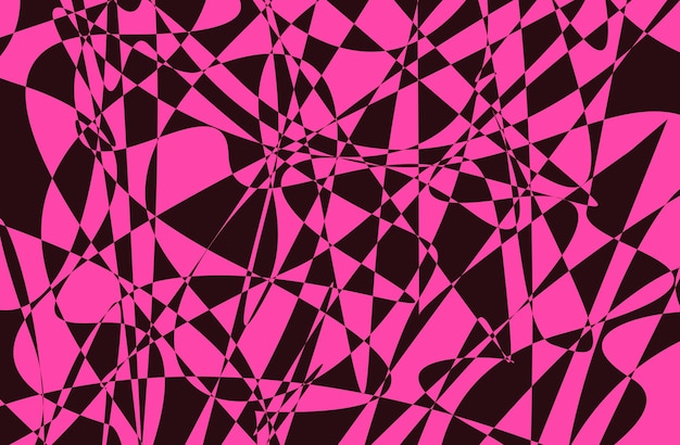 Futuristic chaotic hot pink with black lines and shapes for abstract backdrop