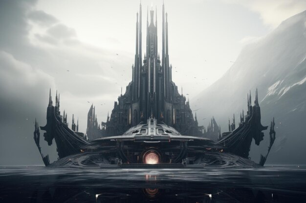 Photo futuristic citadel on alien planet