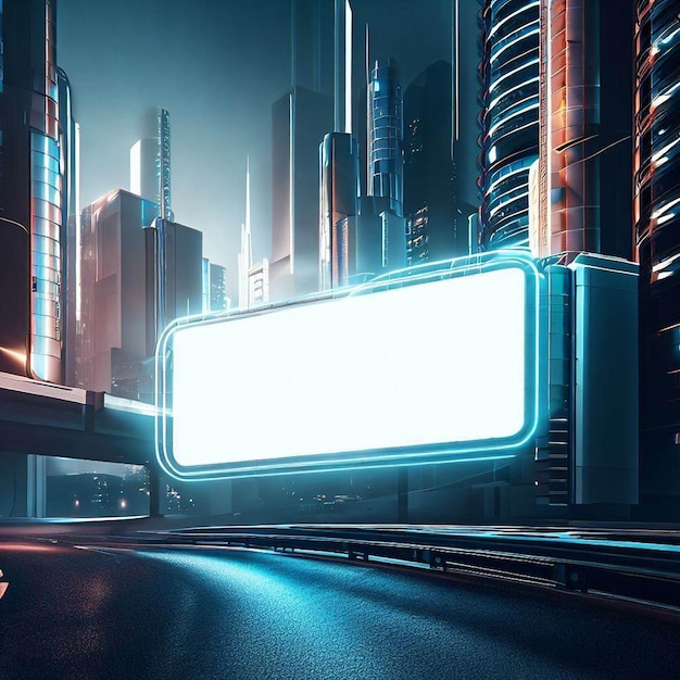 futuristic city billboard mockup