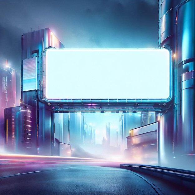 futuristic city billboard mockup