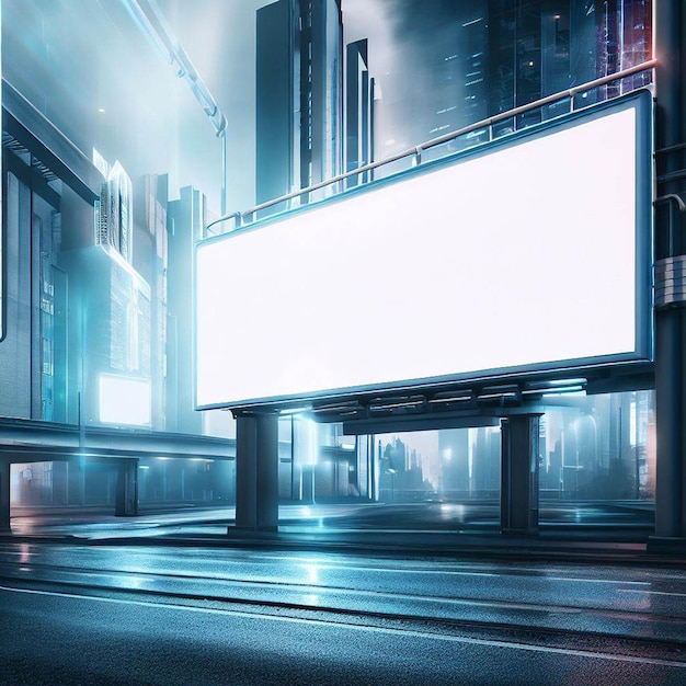 futuristic city billboard mockup