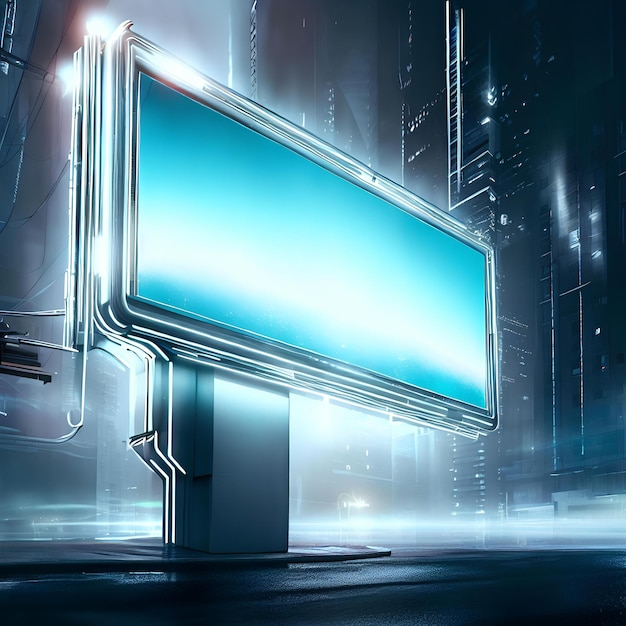 futuristic city billboard mockup