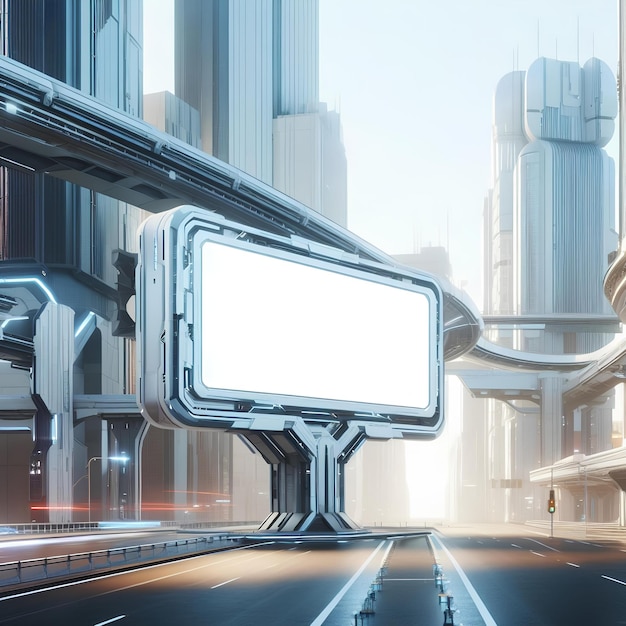 Futuristic city billboard mockup