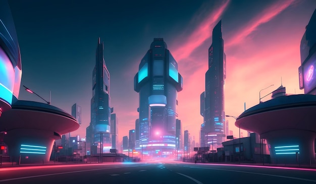 Futuristic city cyberpunk landscape Generative AI