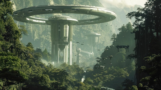 Futuristic City in the Jungle