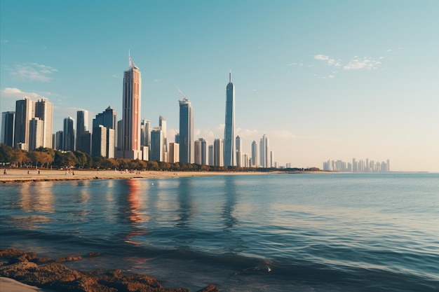 Futuristic City Landscape Bright SunDrenched Skyscrapers in Modern Metropolis