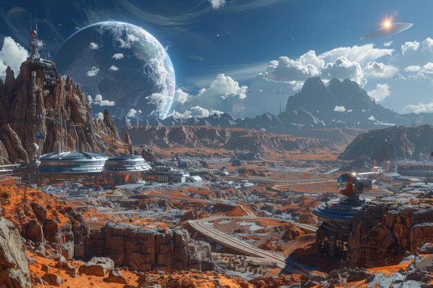 Futuristic City on planet Mars