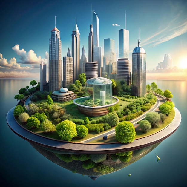 Futuristic City Tech and Nature Integrated