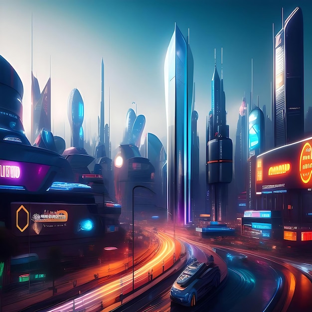 futuristic city with billboards futuristic billboard futuristic city with flying cars