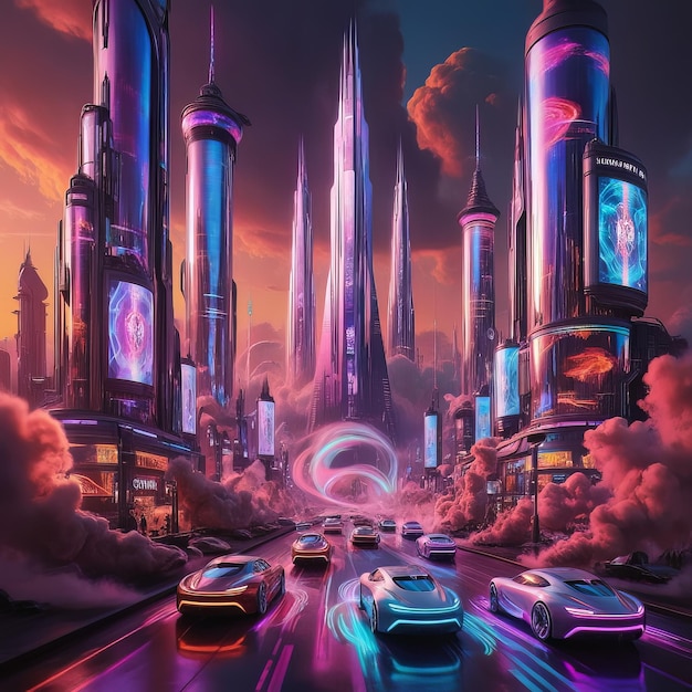 A Futuristic Cityscape at Dusk