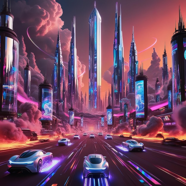 A Futuristic Cityscape at Dusk