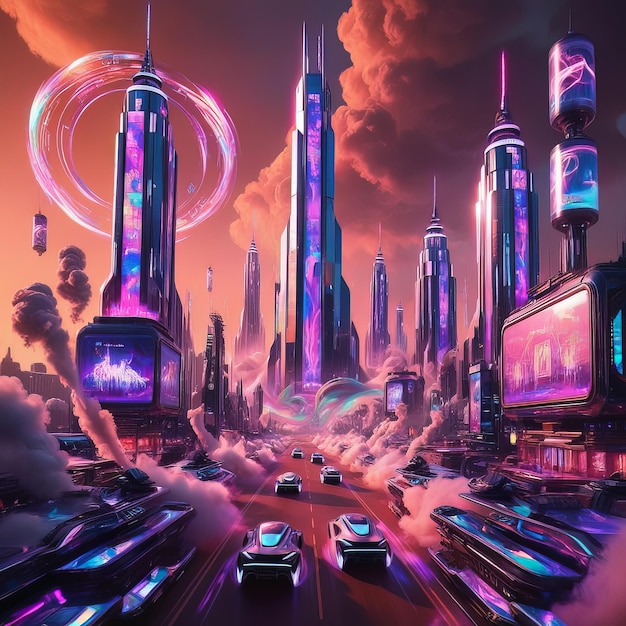 A Futuristic Cityscape at Dusk