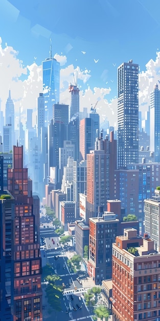 Futuristic Cityscape in Illustrative Style