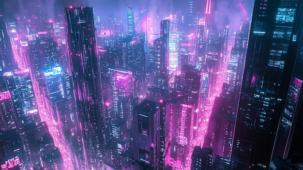 Futuristic Cityscape Night View Wallpaper