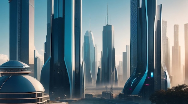 Futuristic Cityscape in Sleek Business Elegance