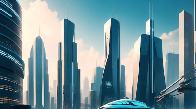 Futuristic Cityscape in Sleek Business Elegance