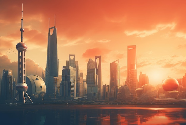 Futuristic Cityscape at Sunrise