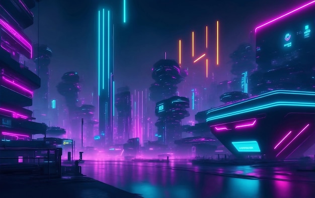 Futuristic cityscape at sunset Generative AI Illustration