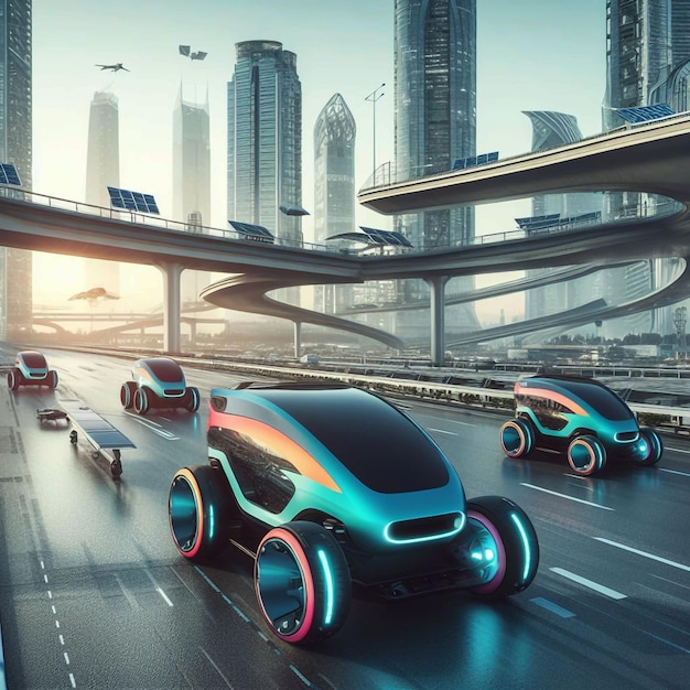 Futuristic Cityscape Where Mini Cars Take Flight