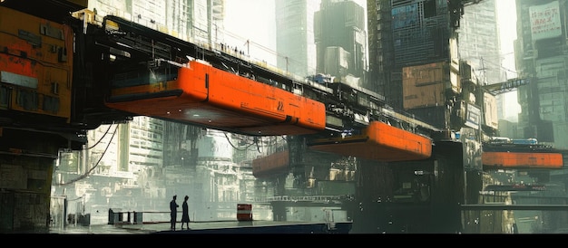 Photo futuristic cityscape with elevated structures