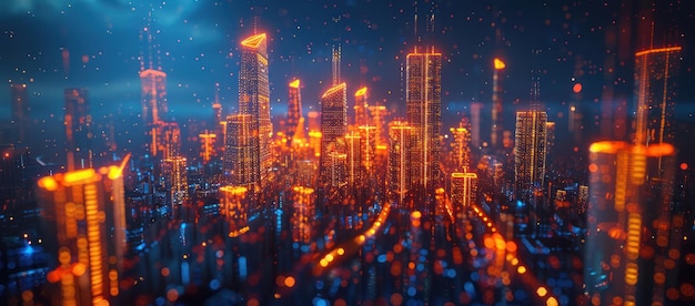 Futuristic Cityscape with Glowing Lights